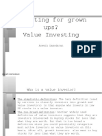Investing For Grown Ups? Value Investing: Aswath Damodaran