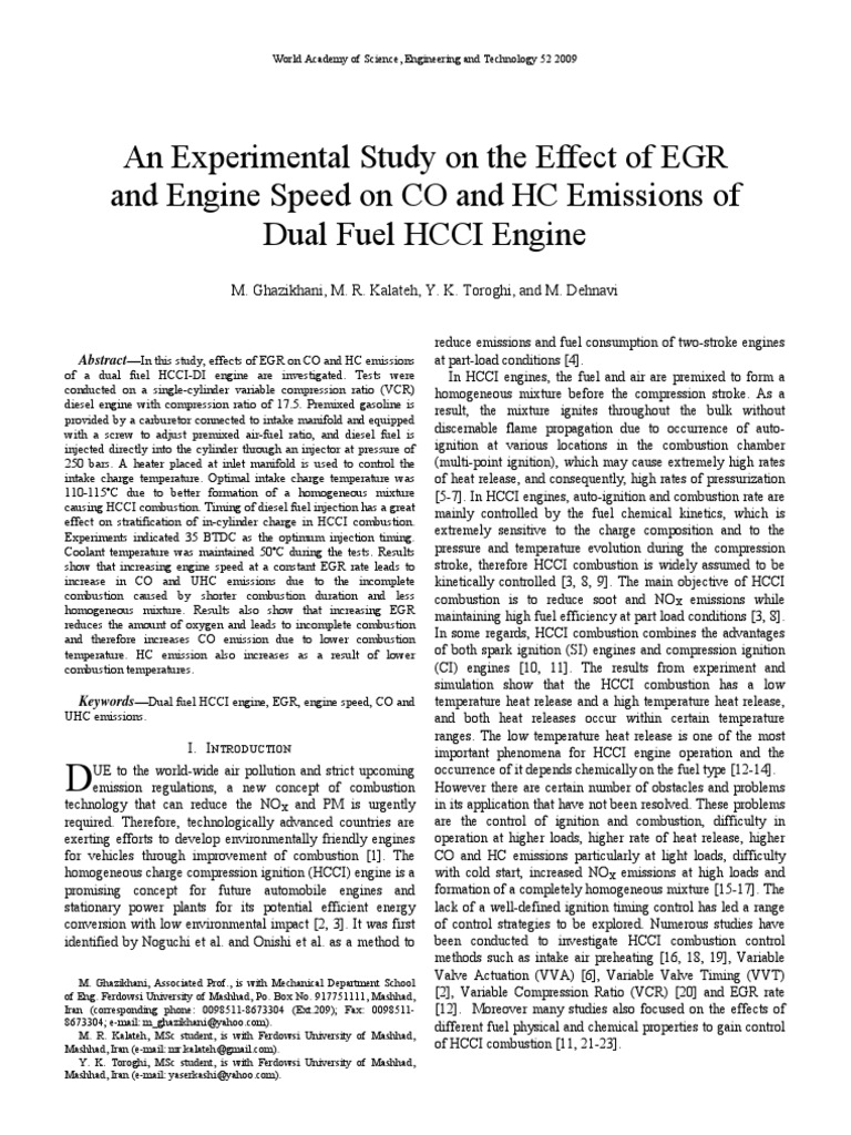 An Experimental Study On The Effect of EGR and Engine Speed On CO and ...