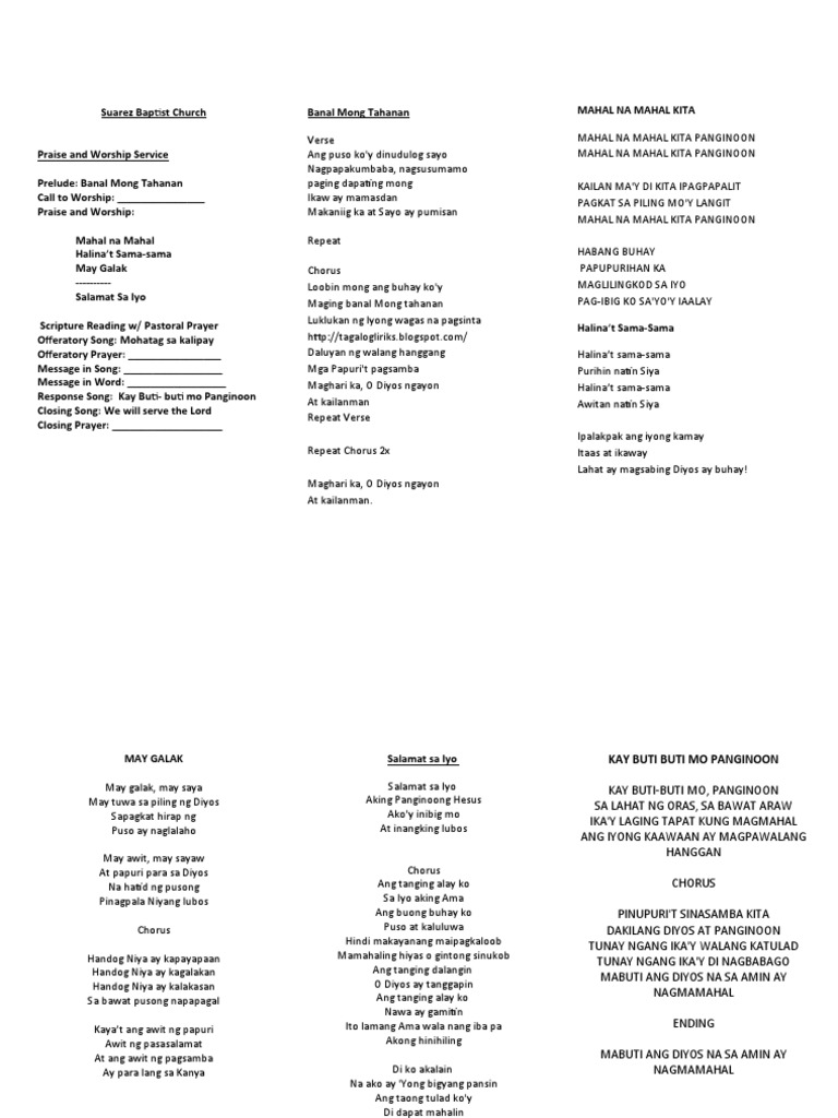 Church Line Up | PDF