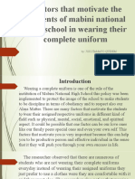 Factors That Motivate The Students of Mabini National High School in Wearing Their Complete Uniform