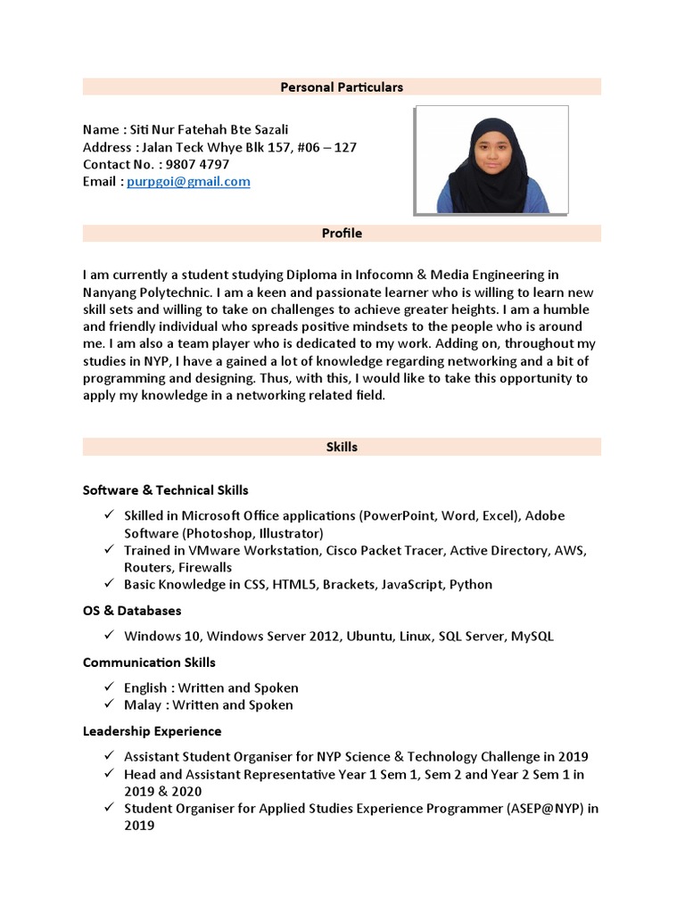 Personal Particulars | PDF | Computer Science | Software