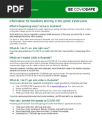 Information For Travellers Arriving in The Green Travel Zone