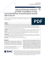 Logistics of An Advanced Therapy Medicinal Product During COVID-19 Pandemic in Italy: Successful Delivery of Mesenchymal Stromal Cells in Dry Ice