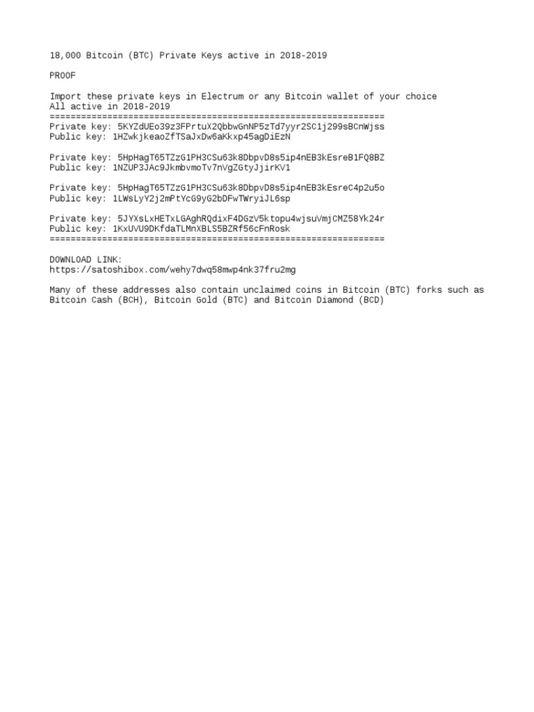 18,000 Active Bitcoin Private Keys | PDF