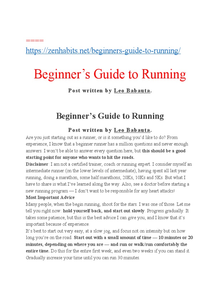 Beginner's Running Guide for New Runners | PDF