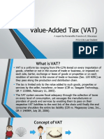 Value-Added Tax (VAT) : A Report by Rommelito Francisco E. Macarayo PCU-COL Law Student