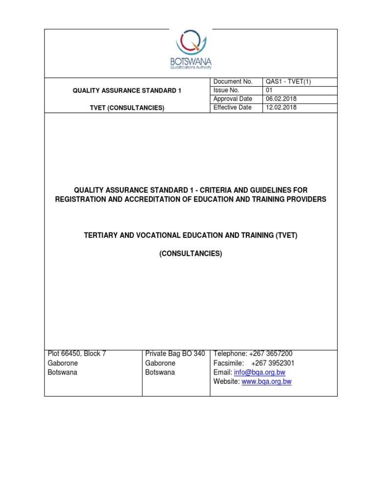 BQA Accreditation Standards for TVET | PDF | Vocational Education ...