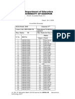 Department of Education University of Kashmir