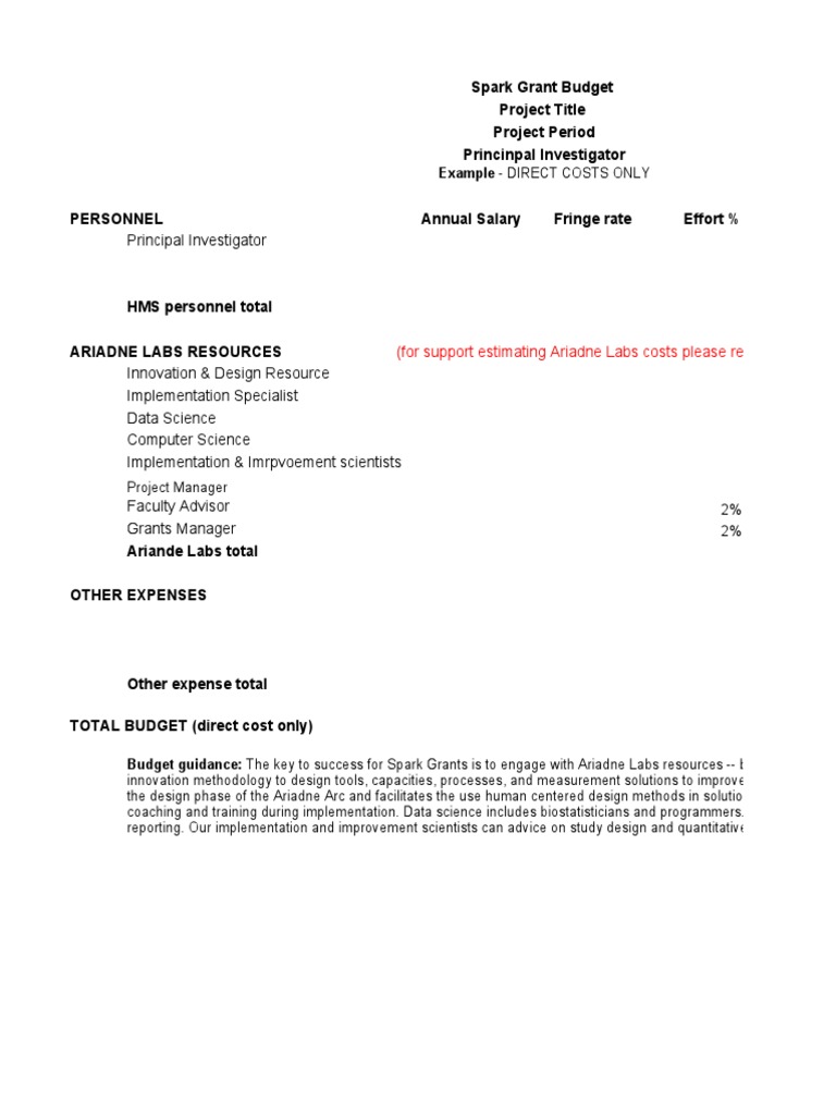 Spark Grant Budget Overview and Resources | PDF | Quantitative Research ...