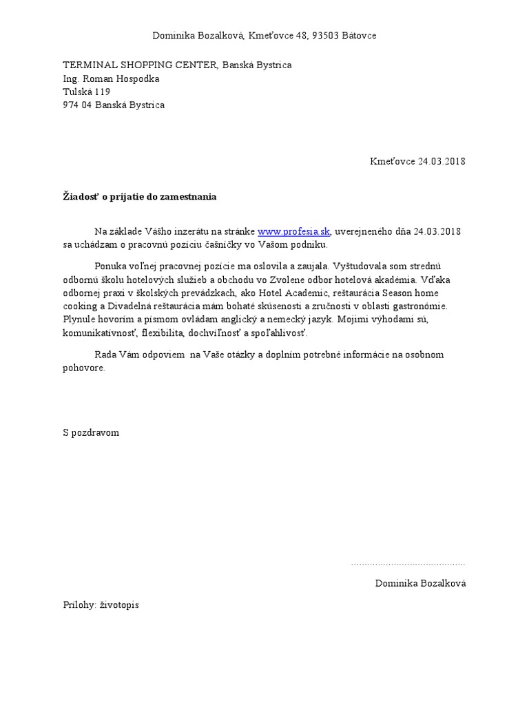 ziadost-do-zamestnania-kari-ra-v-n-rodnej-dia-ni-nej-spolo-nosti