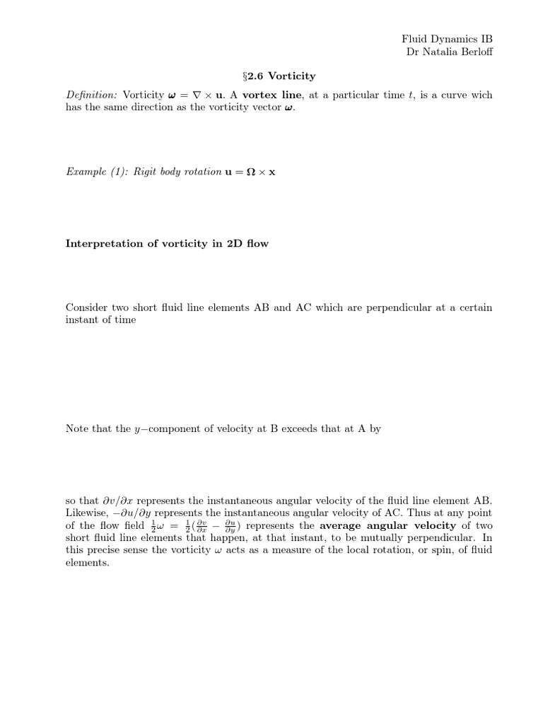 Fluid Dynamics for Physics Students | PDF | Vortices | Velocity