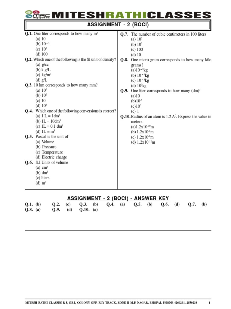 Boci Assignment 2 PDF Litre Volume