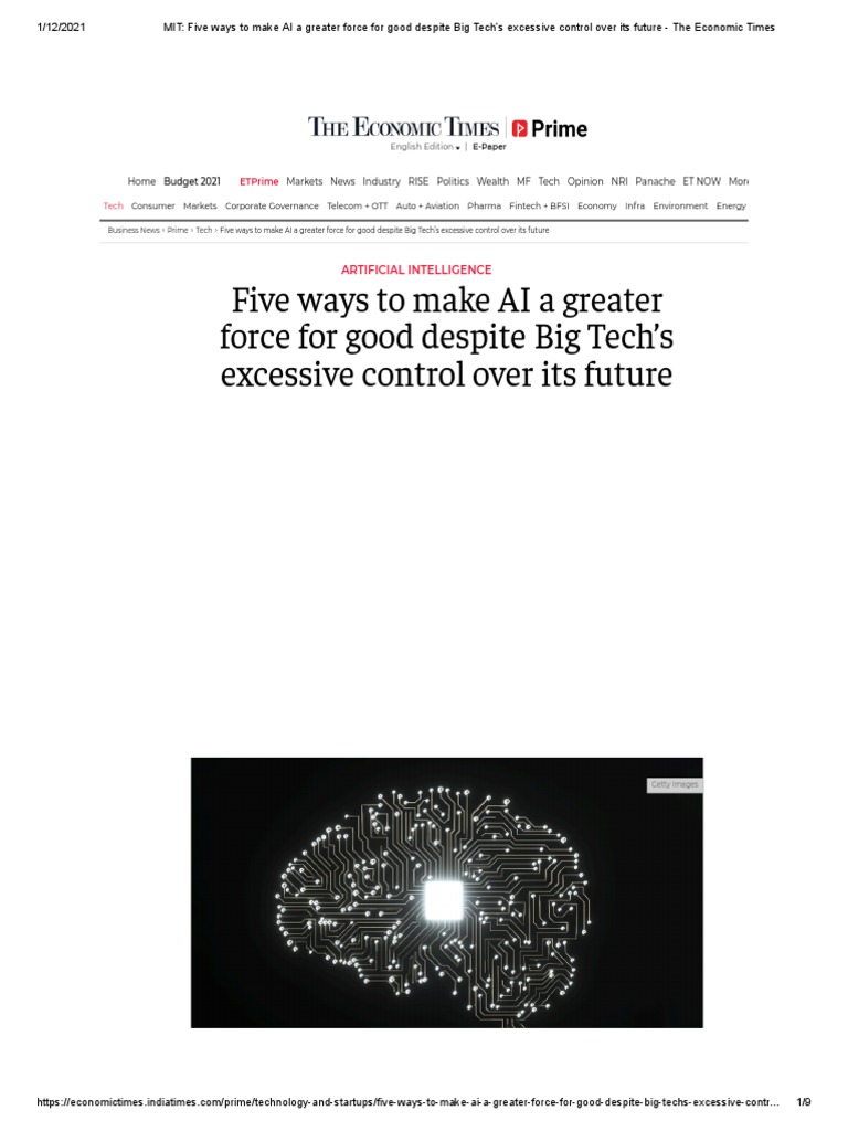 MIT - Five Ways To Make AI A Greater Force For Good Despite Big Tech's ...
