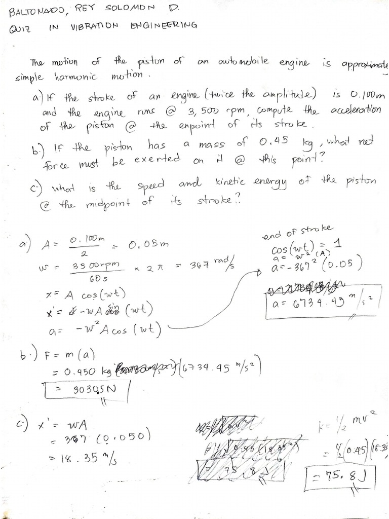 Vibration Engineering Quiz PDF