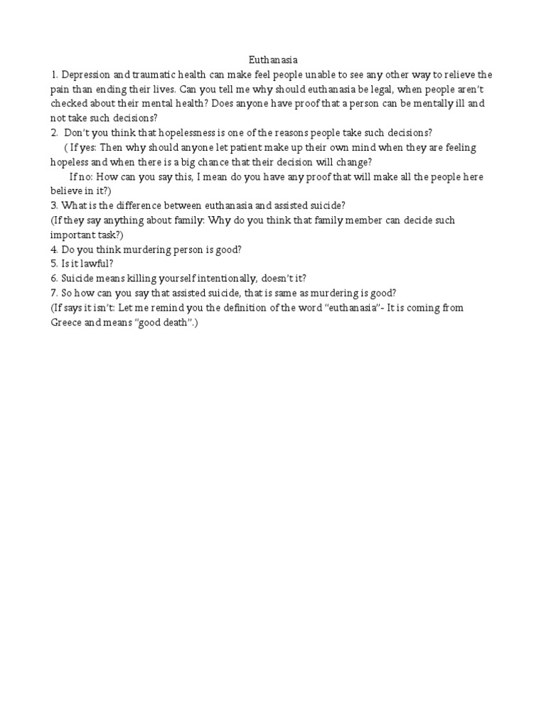 Euthanasia Questions | PDF