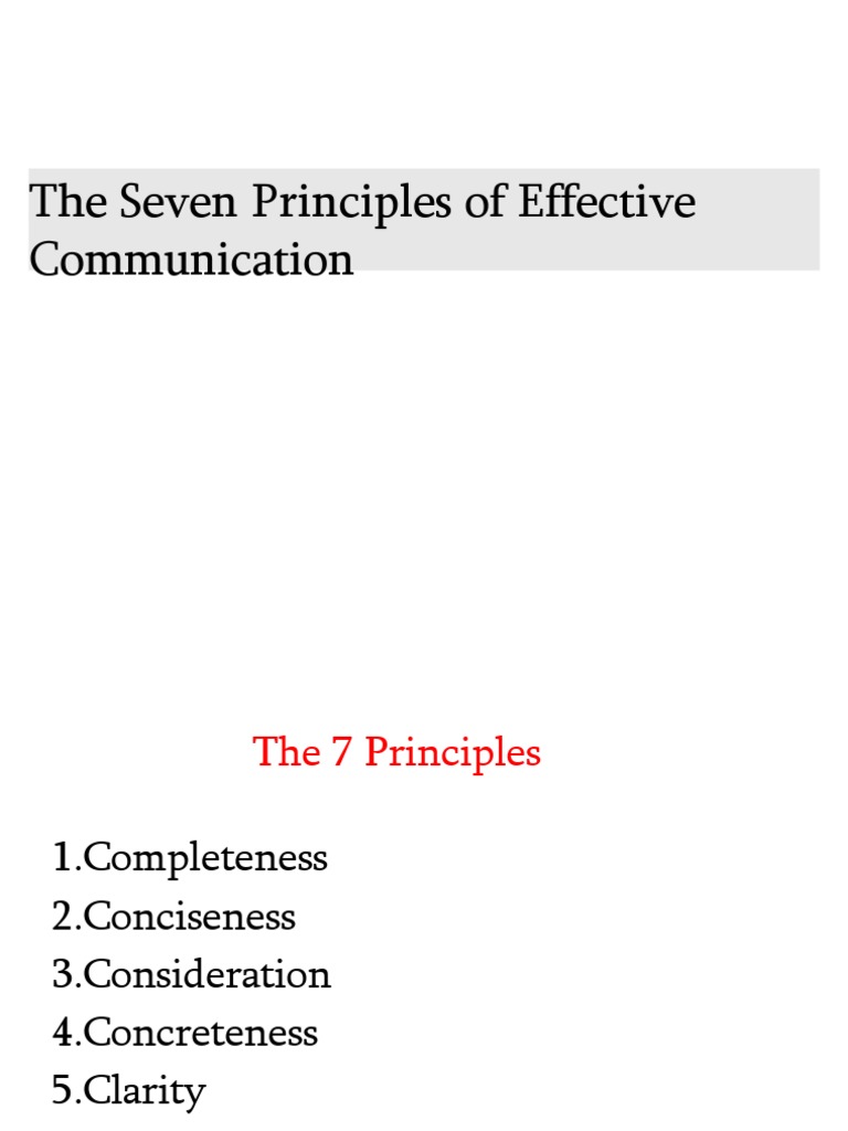 The Seven Principles of Effective Communication | PDF | Sentence ...