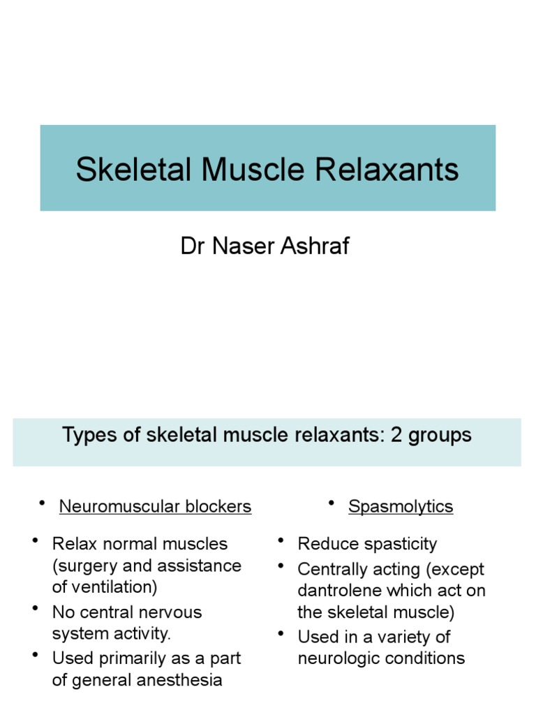 L19 Skeletal Muscle Relaxant PDF Acetylcholine Drugs Acting On The Nervous System