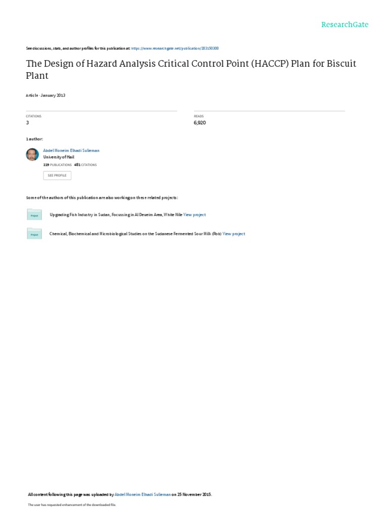 ck3 HACCP Plan Biscuit,,2013 PDF Hazard Analysis And Critical