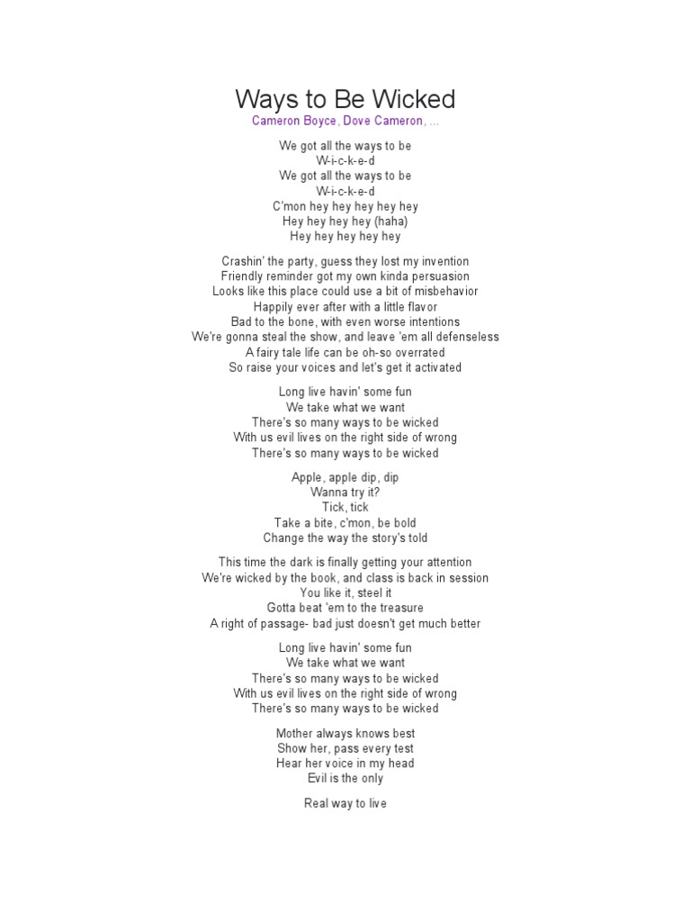 Ways To Be Wicked | PDF