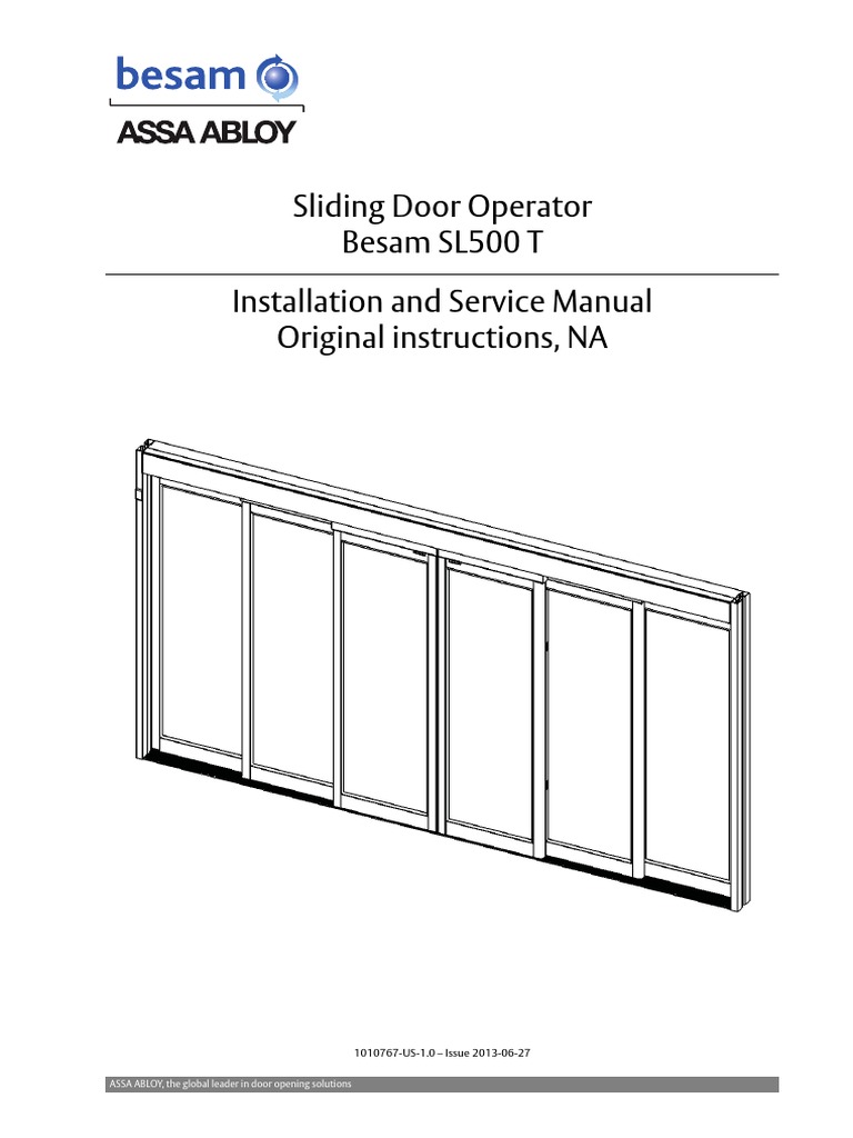 Sliding Door Operator Besam SL500 T Installation and Service Manual