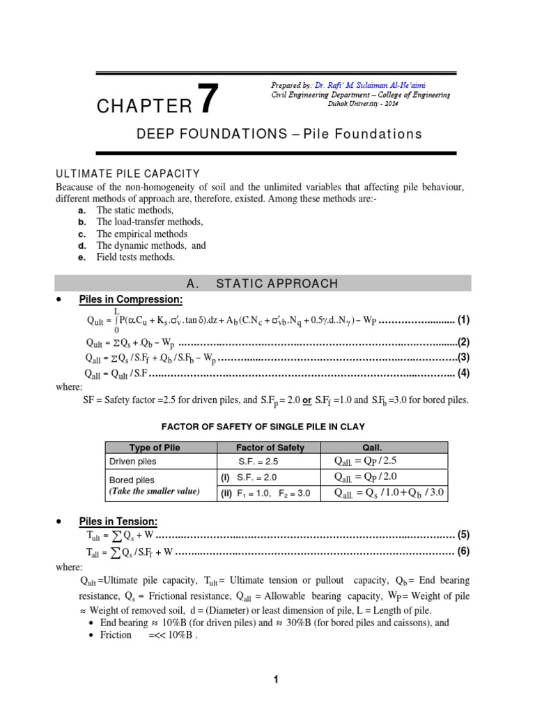 Ultimate Capacity of Pile Foundations | PDF | Deep Foundation | Bending
