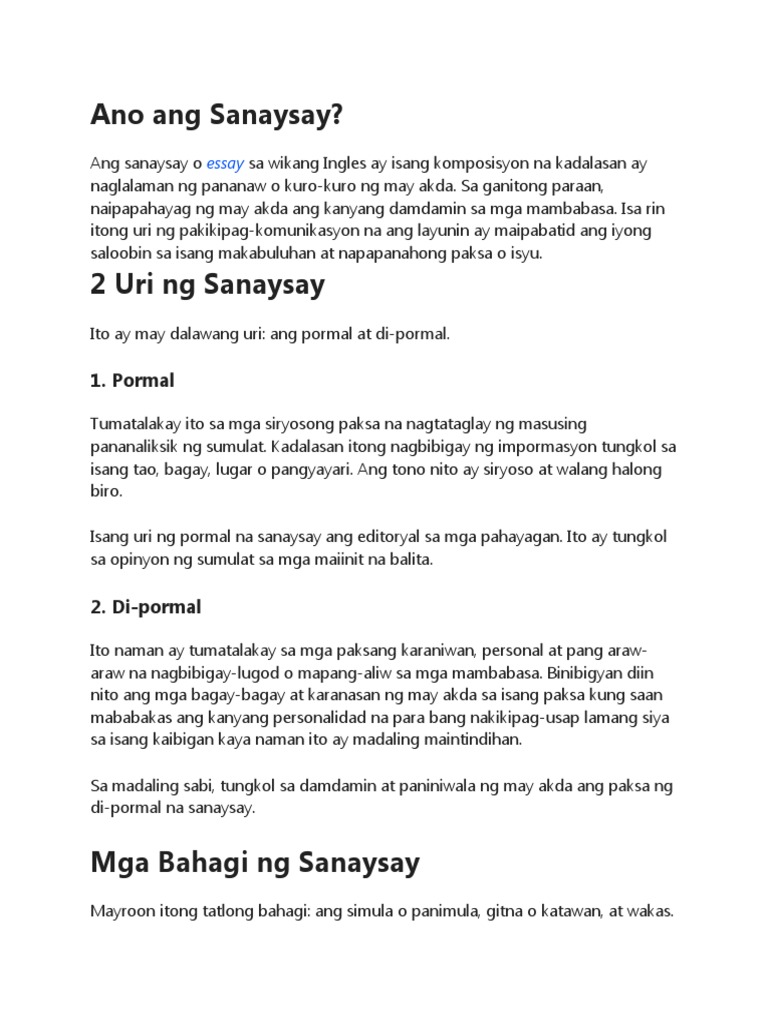 Sanaysay Pdf