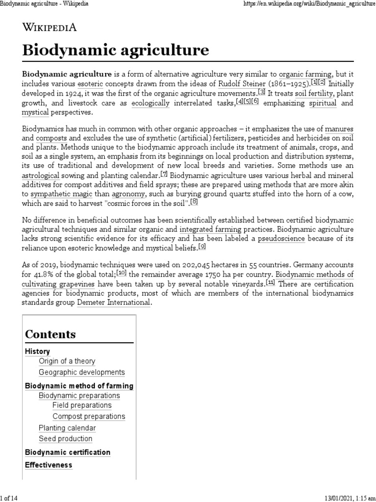 Biodynamic Agriculture | PDF | Agronomy | Natural Environment