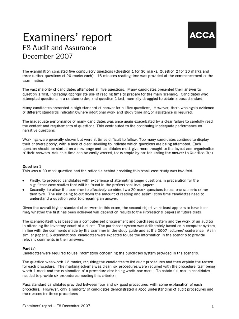 Dec 07 PDF | PDF | Auditor's Report | Going Concern