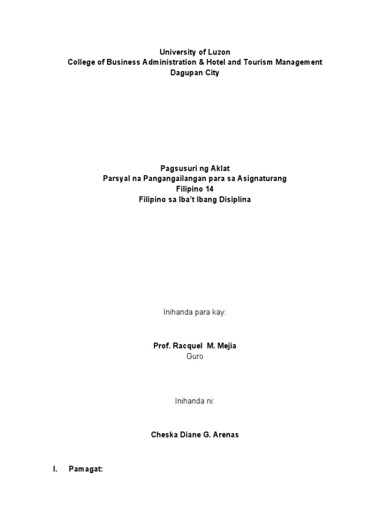 Pagsusuri NG Aklat | PDF