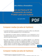 Informática Médica y Bioestadística: Sesión de Práctica #09 Comparación de Medias Prueba T para Una Muestra