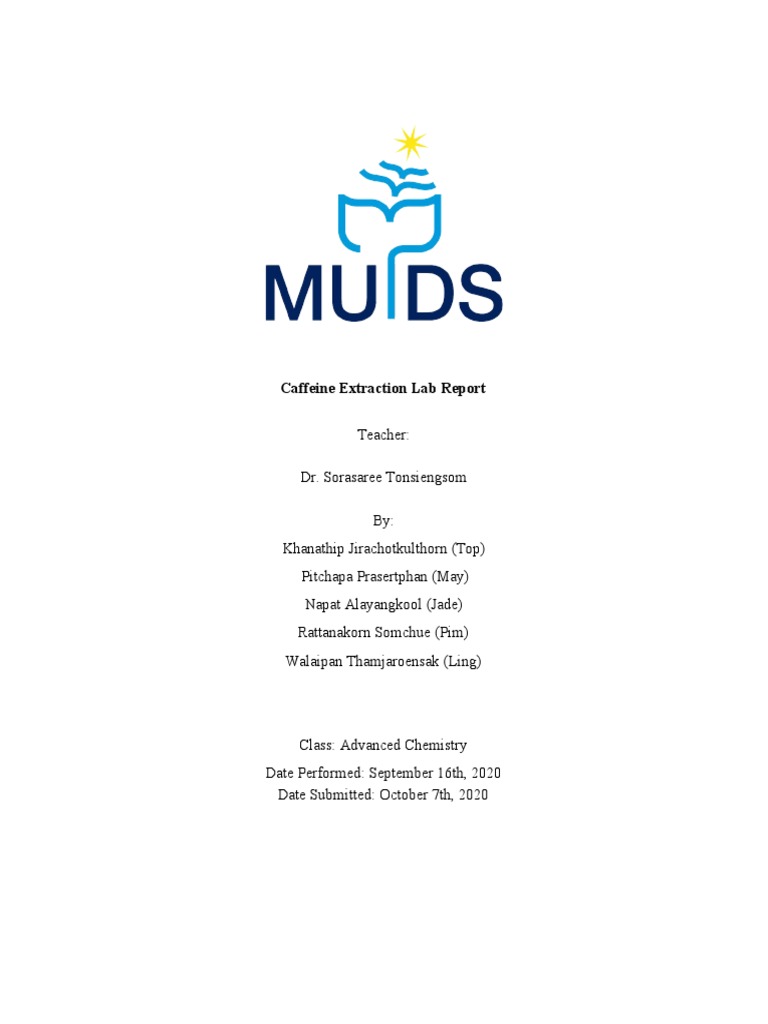 Caffeine Extraction Lab Report PDF Thin Layer Chromatography