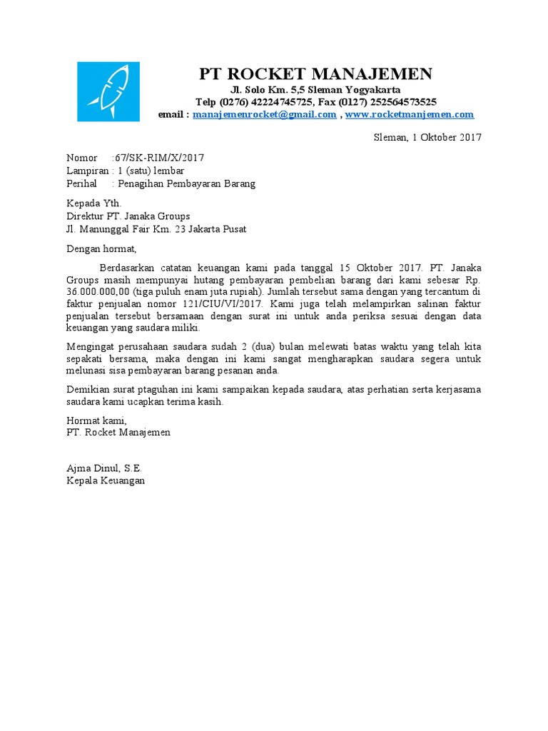 Surat Penagihan Pembayaran Barang | PDF