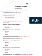 Fermentation Worksheet: After Oxygen Cytoplasm Nad+ ATP