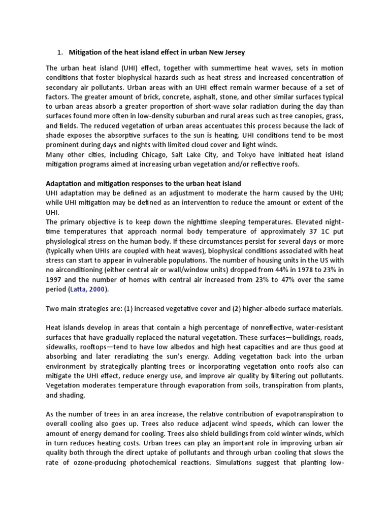 Mitigation of The Heat Island Effect in Urban New Jersey | PDF ...
