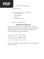 Formatting The Document