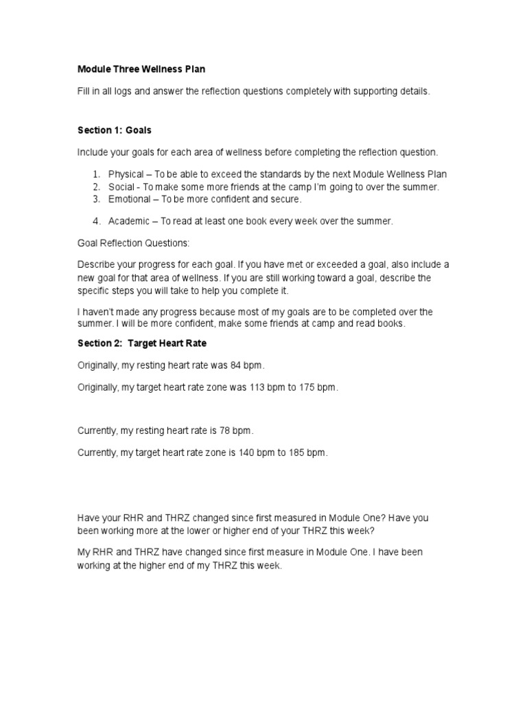 Module Three Wellness Plan | PDF