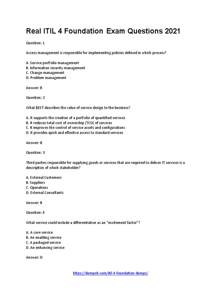 ITIL-4-Foundation Exam Fragen | Maxtic