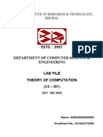 Department of Computer Science & Engineering Lab File Theory of Computation