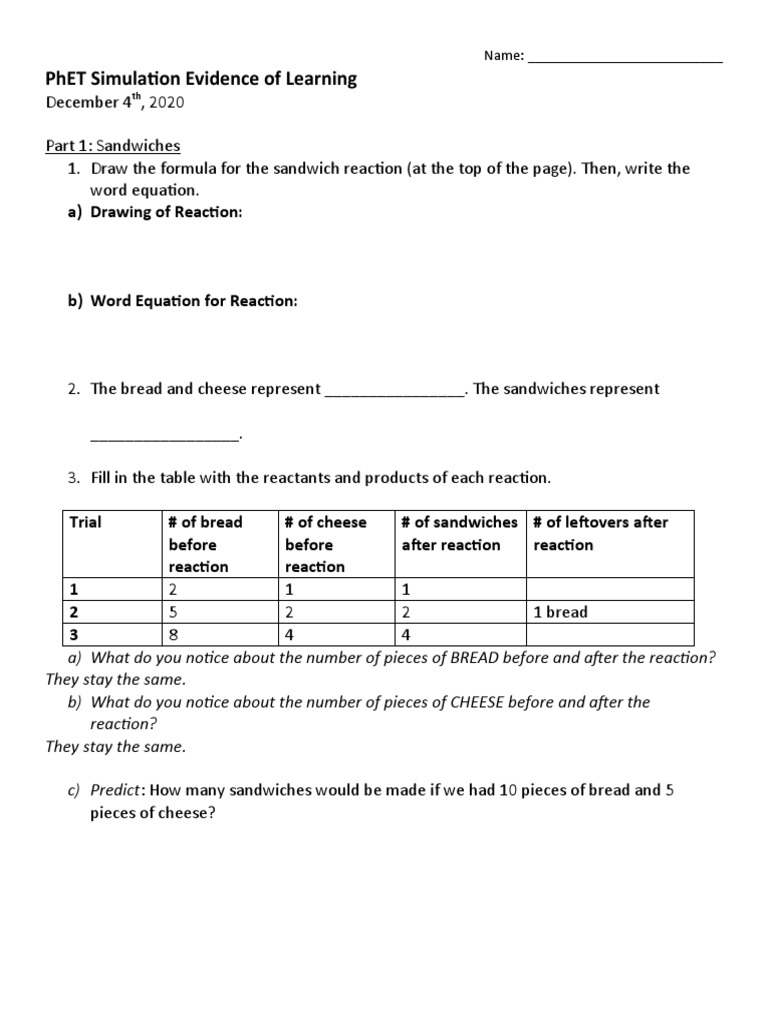 PhET Simulation Learning Guide | PDF