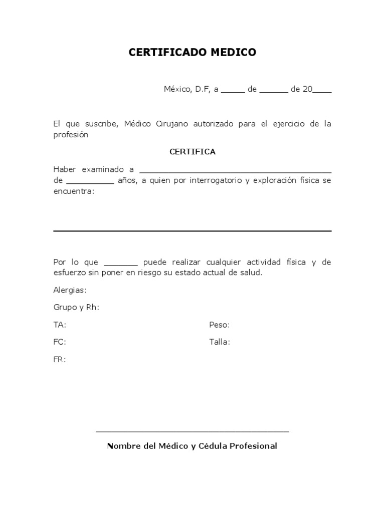 CERTIFICADO MEDICO