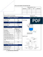 Specification Sheet For Separator: Operating Conditions Sketch