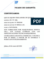 Certificado de Garantía