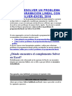 Problema de Programacion Lineal Con Excel