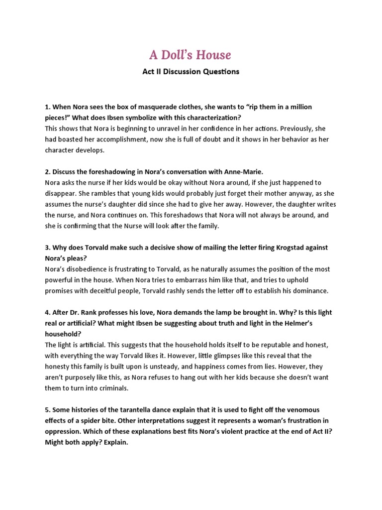 Act II Insights of A Doll's House | PDF | A Doll's House