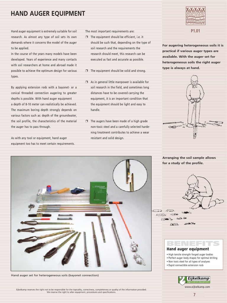 Hand Auger Equipment for Soil Research | PDF | Drilling | Soil