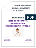 Role of Research, Leadership and Management