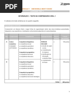 Informação - Teste de Compreensão Oral 1: Module 1 One World, Many Voices