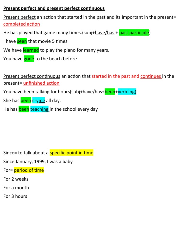 Present Perfect vs Continuous Explained | PDF