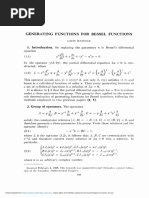 Generating Functions For Bessel Functions