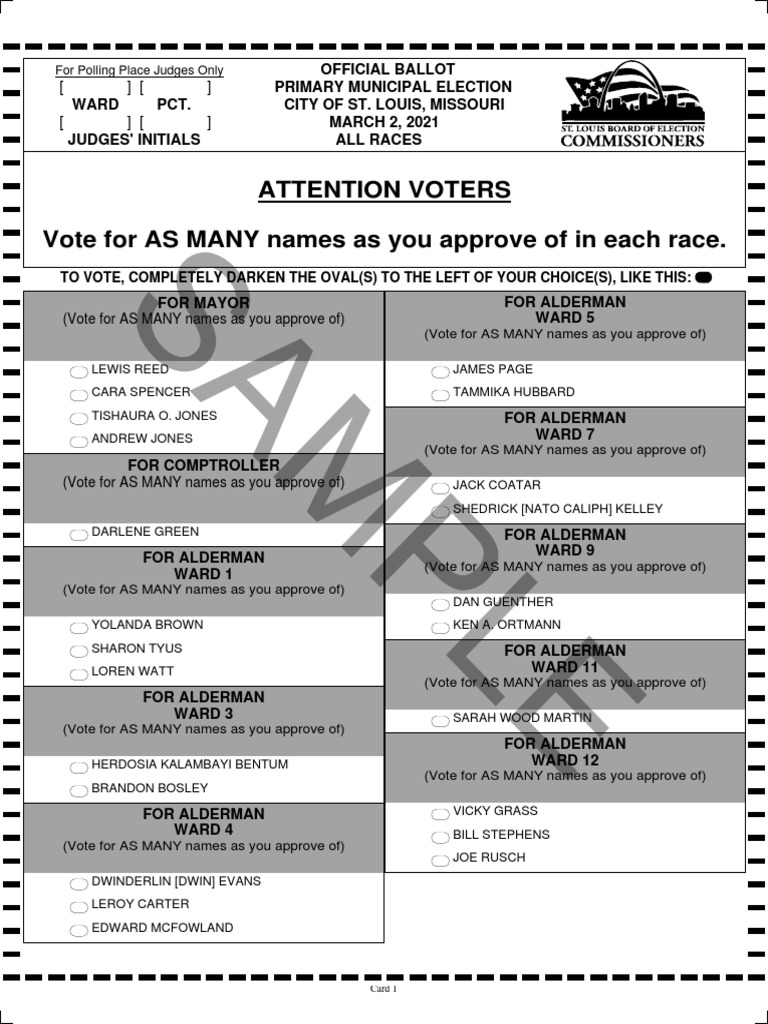 Sample Ballot St. Louis City Download Free PDF Elections Government